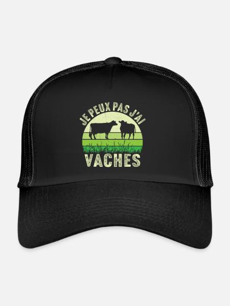 je peux pas j'ai vaches - Casquette trucker  - noir/noir - Devant