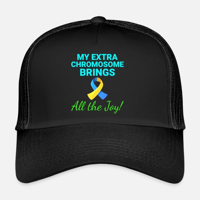 Down-Syndrom-Bewusstsein Joyful Extra Chromosom - Trucker Cap - Schwarz/Schwarz