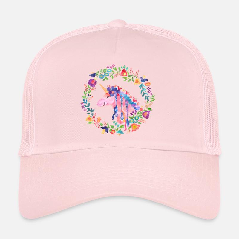 Fleurs de licorne multicolores Casquette trucker 