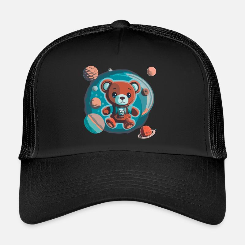 Space Explorer Teddy Bear - Trucker Cap - black/black