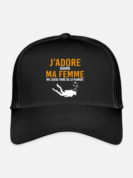 jadore quand ma femme me laisse faire de la plongé - Casquette trucker  - noir/noir - Devant