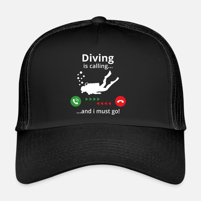 La plongée m’appelle et je dois y aller - Casquette trucker  - noir/noir