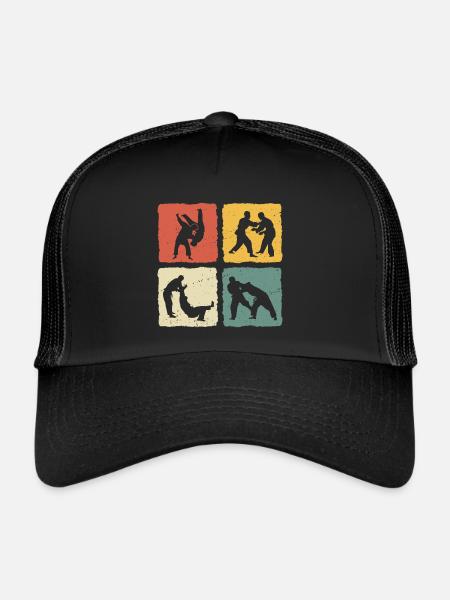 retro Judo t-shirt - Trucker Cap - black/black - Front
