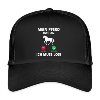 Mon cheval m’appelle, il faut que j’y aille, propriétaire du cheval - Casquette trucker  - noir/noir - Devant