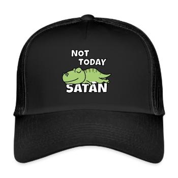Fauler T-Rex Faulpelz Faulenzen - Trucker Cap - Schwarz/Schwarz - Vorne