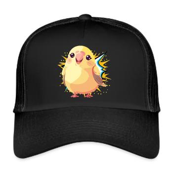 Budgerigar, Sparrow, Birds - Trucker Cap - black/black - Front