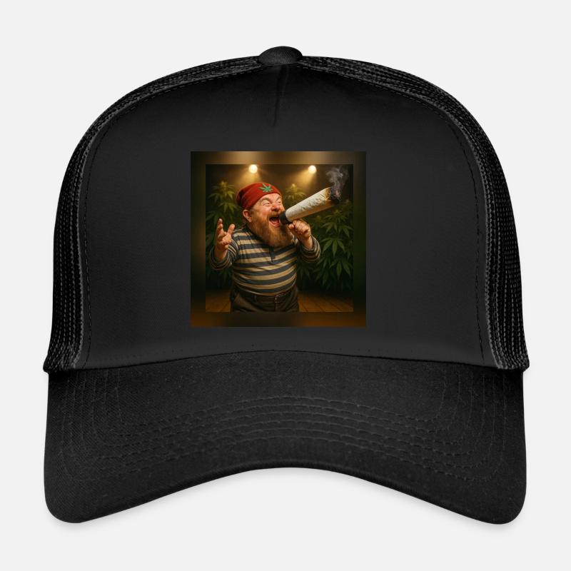 Marktschreier-Zwerg mit Joint-Megaphon Trucker Cap