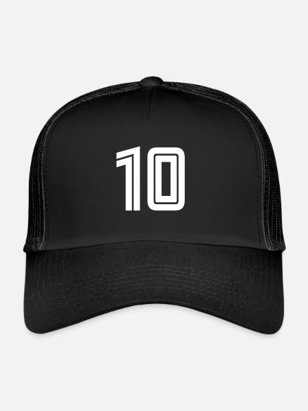 Maillot numéro 10 – Cadeau anniversaire 10 ans - Casquette trucker  - noir/noir - Devant