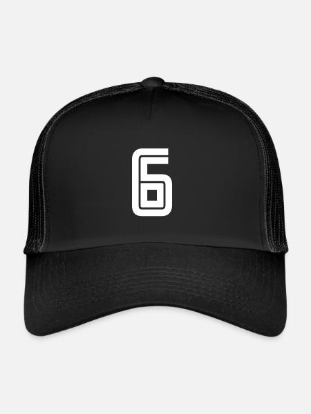 Maillot numéro 6 – Cadeau anniversaire 6 ans - Casquette trucker  - noir/noir - Devant