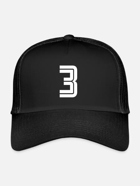Jersey number 3 – 3 years anniversary gift - Trucker Cap - black/black - Front