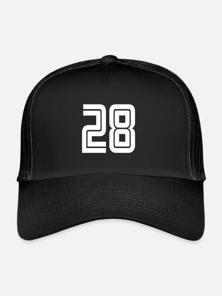 Maillot numéro 28 – Cadeau anniversaire 28 ans - Casquette trucker  - noir/noir - Devant