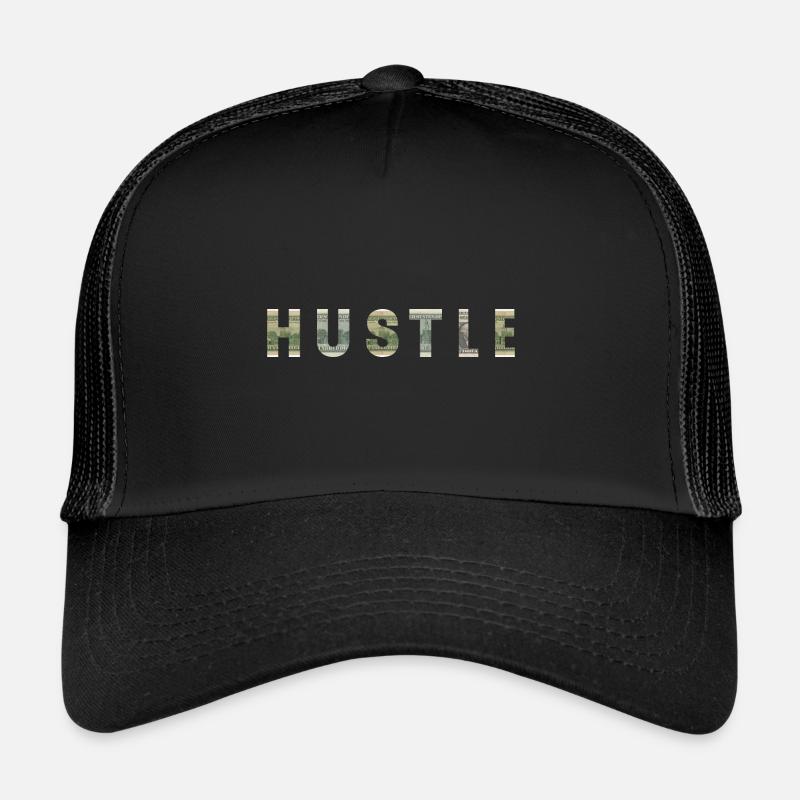 Hustle Dollar Bill Texture Motivation Inspiration - Trucker Cap - black/black