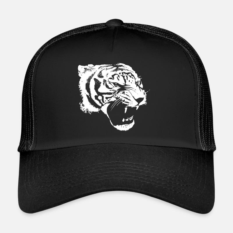 Tiger wütend - Trucker Cap - Schwarz/Schwarz