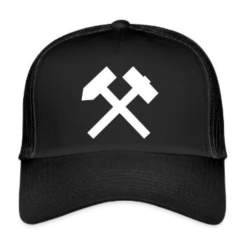 Hämmer Bergbau Erzgebirge Ruhrgebiet Tradition - Trucker Cap - Schwarz/Schwarz - Vorne