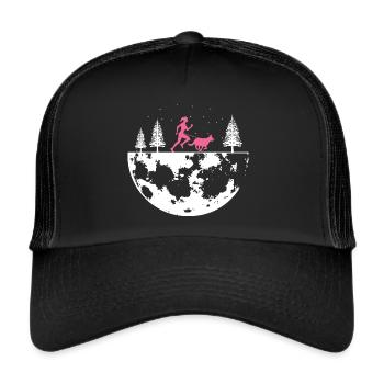 Canicross Geländelauf mit Hund Canicross Läuferin - Trucker Cap - Schwarz/Schwarz - Vorne