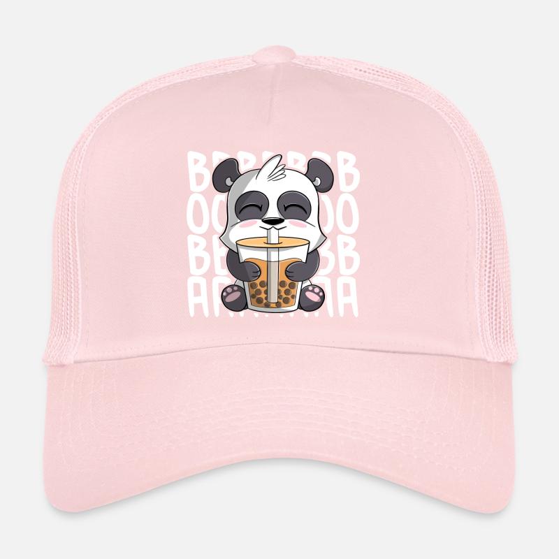 cute kawaii panda drinking boba bubble tea Trucker Cap