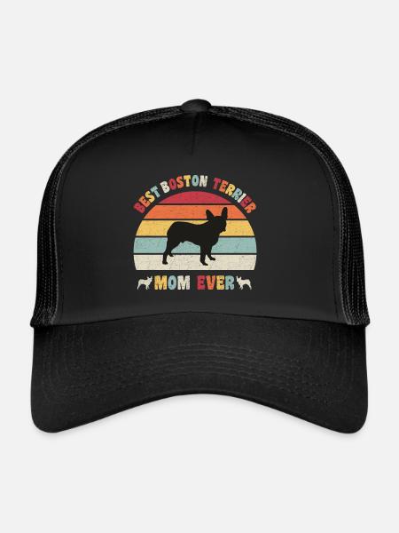 Meilleure maman Boston Terrier jamais amateurs de chiens vintage - Casquette trucker  - noir/noir - Devant