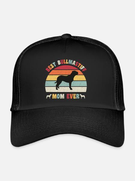 Meilleure maman Bullmastiff jamais amateurs de chiens vintage rétro - Casquette trucker  - noir/noir - Devant