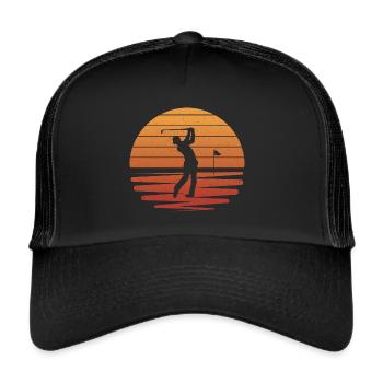 Golf Golfer Girl Golfspieler Golfen - Trucker Cap - Schwarz/Schwarz - Vorne