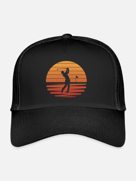 Golf Golfer Girl Golfspieler Golfen - Trucker Cap - Schwarz/Schwarz - Vorne