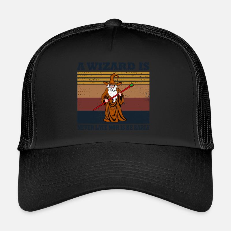 Wizard Never Late Nor Early - Trucker Cap - black/black