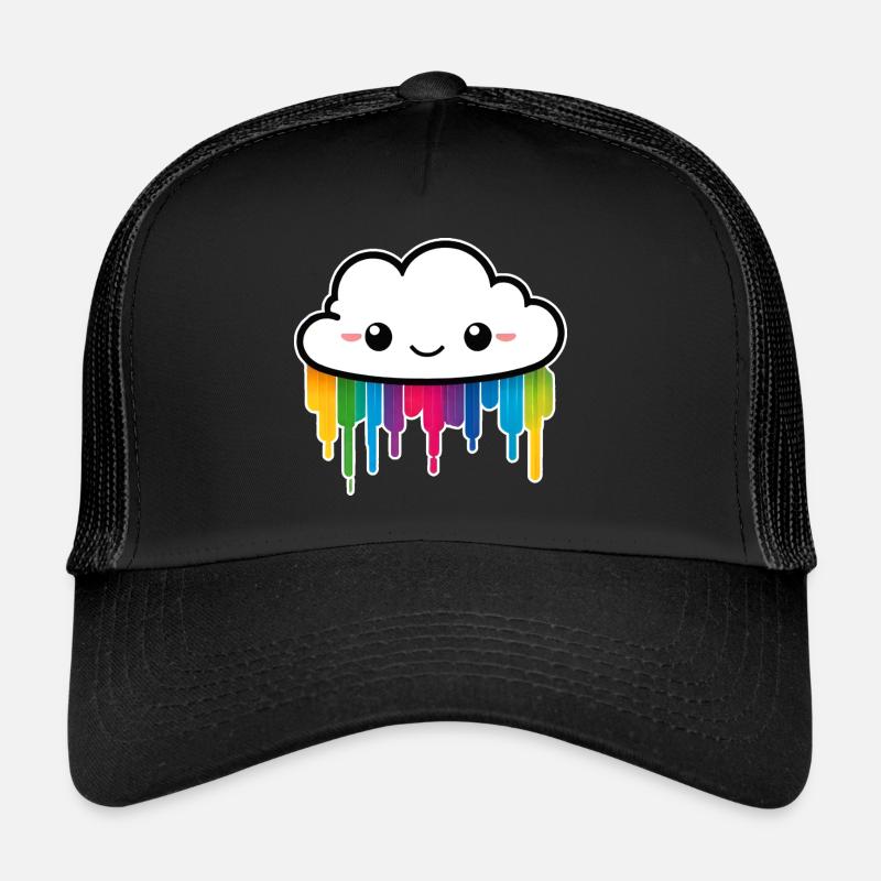 Nuage mignon faisant pleuvoir des couleurs de l’arc-en-ciel Casquette trucker 