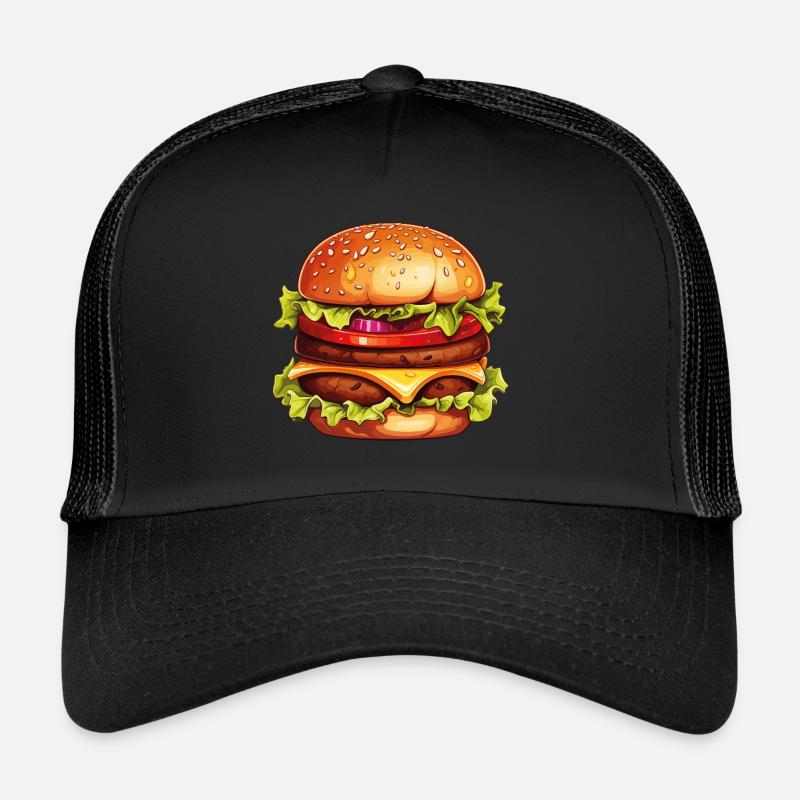 Burger, Hamburger, Cheeseburger, Fast Food, USA Comic Trucker Cap