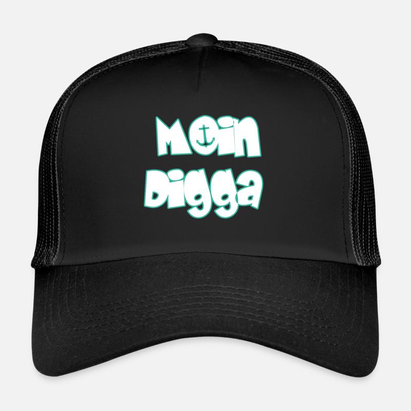 Moin Digga - Trucker Cap - Schwarz/Schwarz