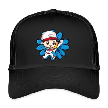Baseball Baseballspieler Pitcher - Trucker Cap - Schwarz/Schwarz - Vorne