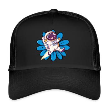 Astronaut Spaceship Spaceman - Trucker Cap - black/black - Front