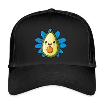 Avocado Veganerin Umwelt - Trucker Cap - Schwarz/Schwarz - Vorne