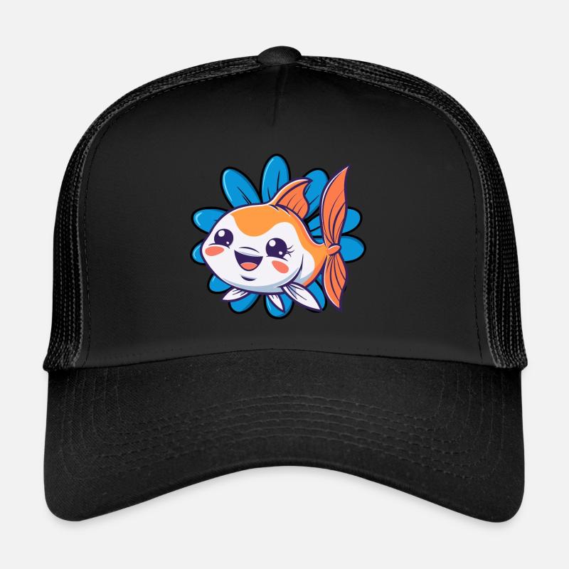 Fische Fischen Angler - Trucker Cap - Schwarz/Schwarz