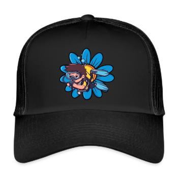 Taucher Diver Taucherbrille - Trucker Cap - Schwarz/Schwarz - Vorne