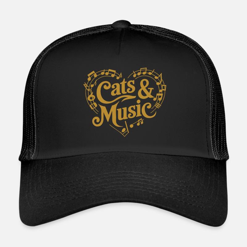 Les chats et la musique Notes de musique et bâton Casquette trucker 