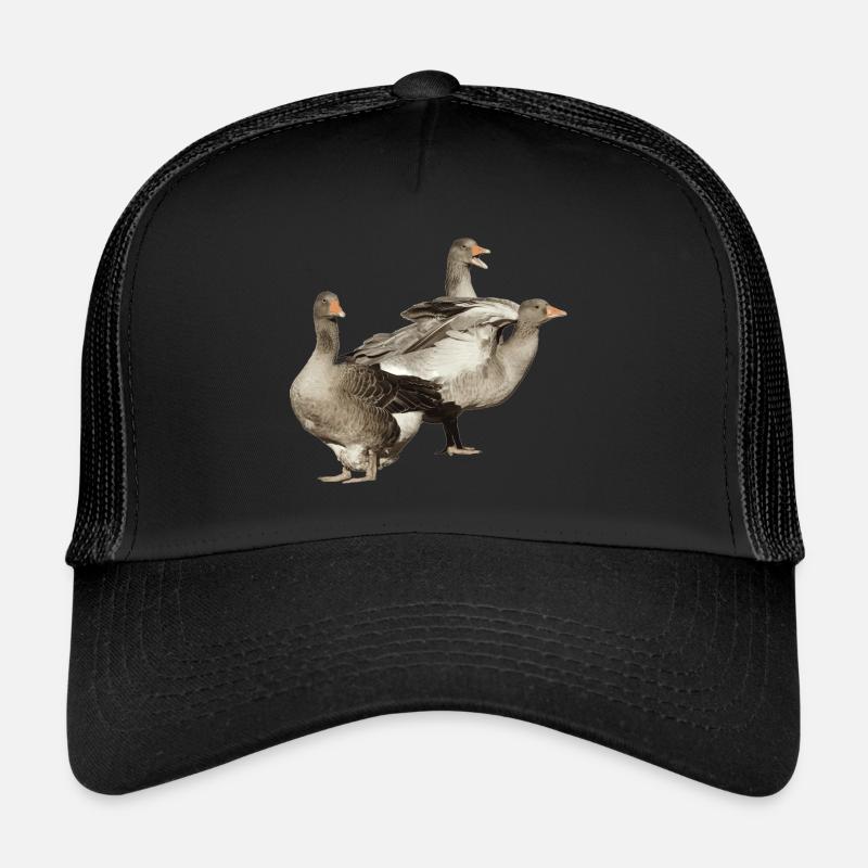 Hoffentlich überleben die Gänse Weihnachten - Trucker Cap - Schwarz/Schwarz