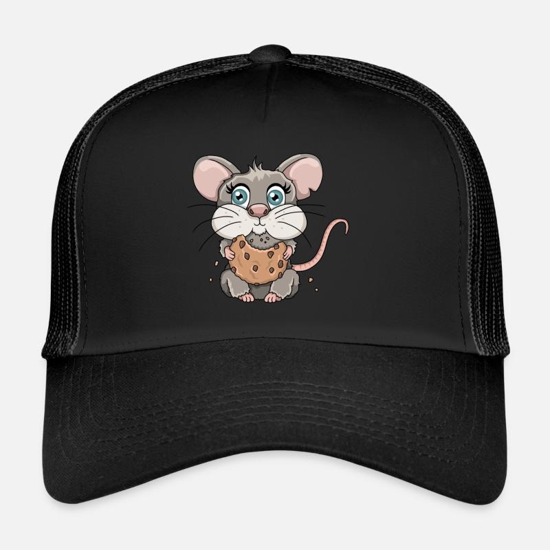Illustration de dessin animé de miettes de biscuits de souris mignonne Casquette trucker 