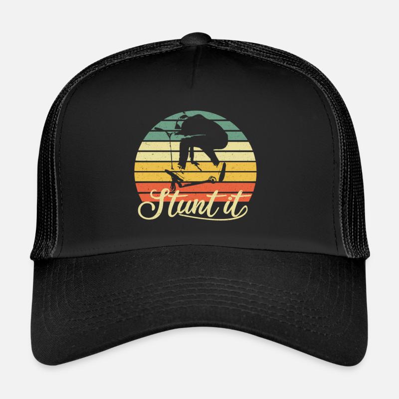 Scooter stunt kick scooter e-scooter retro gift - Trucker Cap - black/black