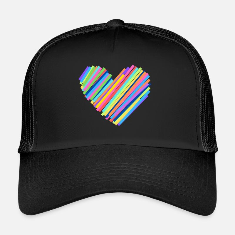 Bunter Herzschlag - Trucker Cap - Schwarz/Schwarz