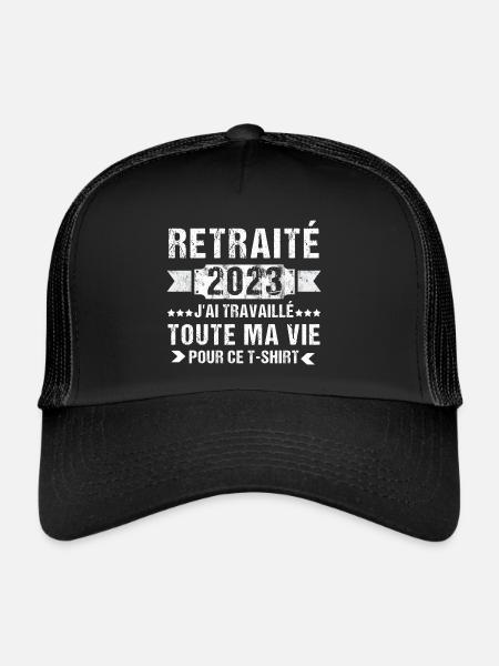 Retraité 2023 humour retraite cadeau pour retraité - Casquette trucker  - noir/noir - Devant
