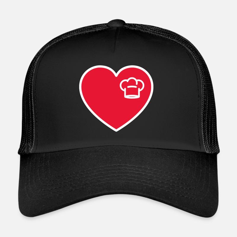 Chapeau de chef dans le cœur rouge - Casquette trucker  - noir/noir