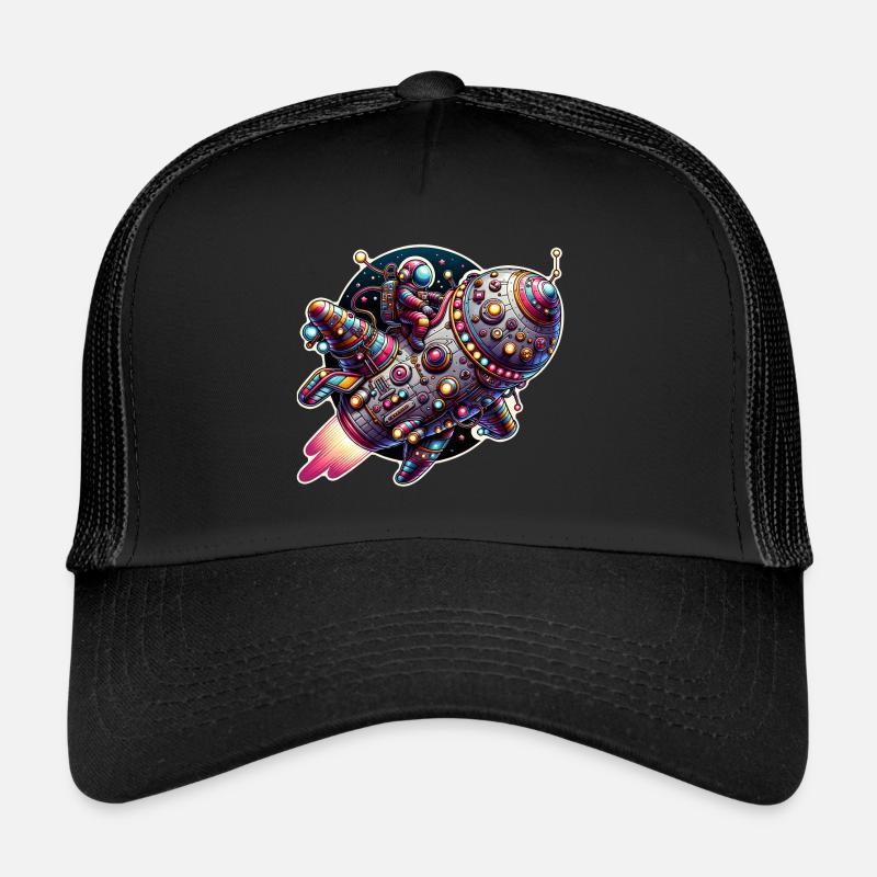 Imaginative whimsical spaceship with astronaut Trucker Cap