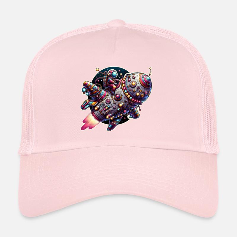 Imaginative whimsical spaceship with astronaut Trucker Cap