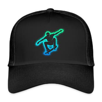 Skating Skateboarder Skater Kids Skateboard - Trucker Cap - black/black - Front
