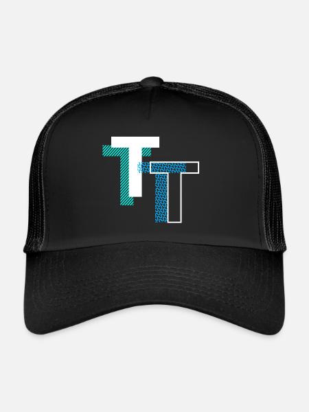 Lettre T - Casquette trucker  - noir/noir - Devant