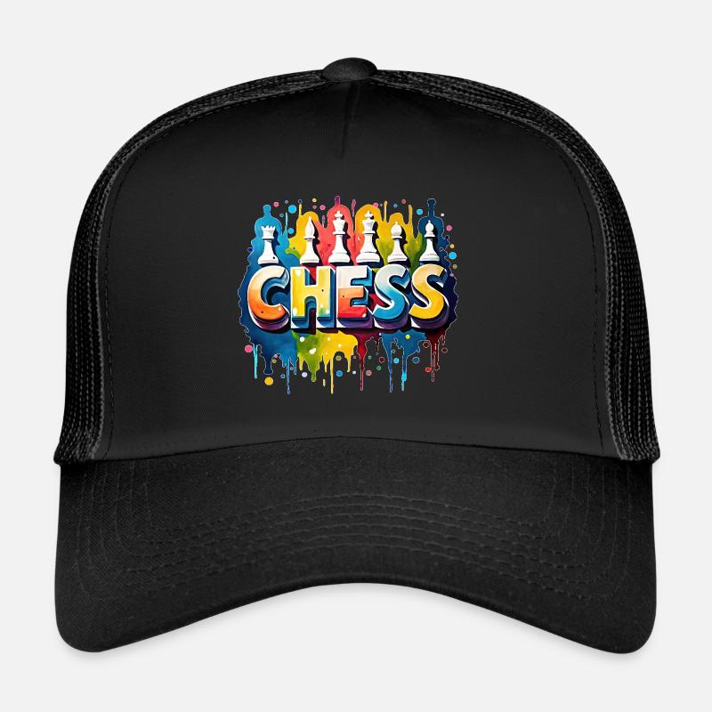 Echecs avec pièces, bordure blanche Casquette trucker 