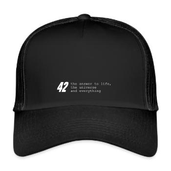 The Answer is 42: Für alle Science-Fiction-Fans - Trucker Cap - Schwarz/Schwarz - Vorne