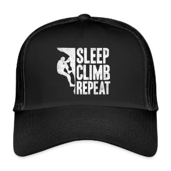 Bouldern Boulder Bergsteiger Klettern - Trucker Cap - Schwarz/Schwarz - Vorne