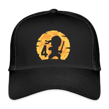 4. Geburtstag Junge 4 Jahre alt Ninja - Trucker Cap - Schwarz/Schwarz - Vorne