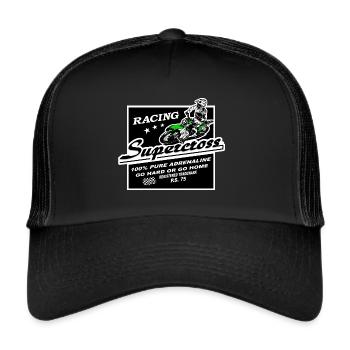 Supercross - Moto Cross - Motocross - Trucker Cap - Schwarz/Schwarz - Vorne