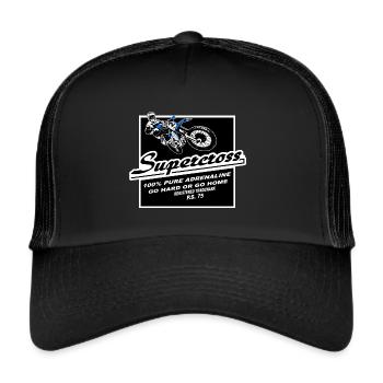 Supercross - Moto Cross - Motocross - Trucker Cap - Schwarz/Schwarz - Vorne